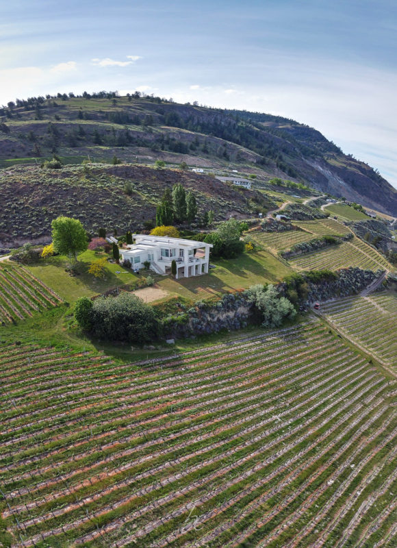 Aerial kelowna photographer captures OAK estate winery with lake views